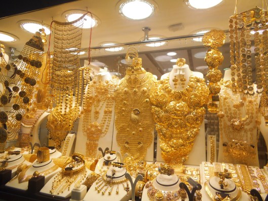 Outrageous jewelry designs on display at the gold souk.